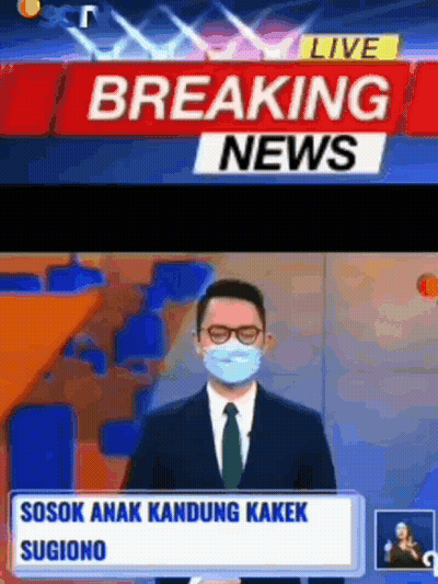 Masked Man With Glasses On Breaking News GIF