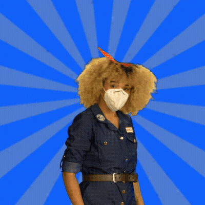 Masked Woman Flexing Arm Our Time Now GIF