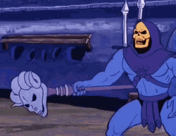 Master Of The Universe He-Man Attacking Skeletor  GIF