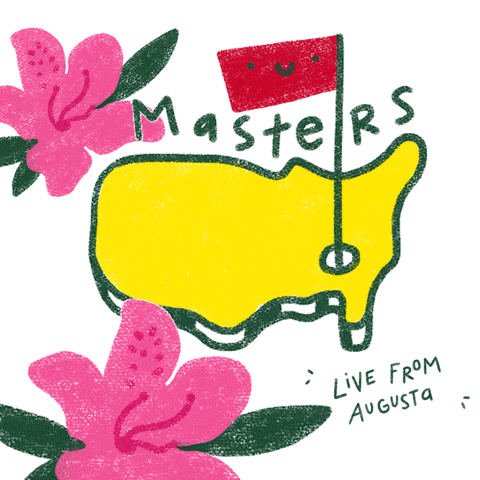 Masters Live From Augusta Is Written On A Yellow Map GIF