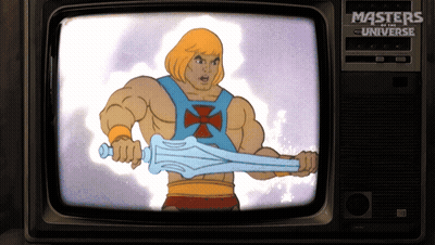 Masters Of The Universe He Man Holding A Sword On A Tv Screen GIF