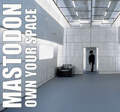 Mastodon Own Your Space Album Cover Man Walking Through Doorway GIF