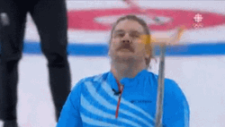 Matt Hamilton Catching Curling Broom GIF