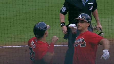 Matt Olson Austin Riley Wrist Bump GIF