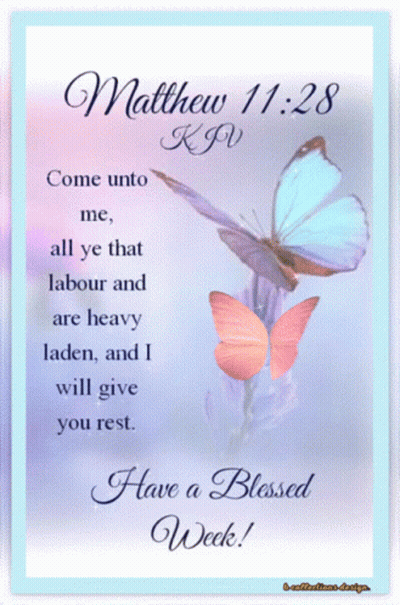 Matthew 11:28 Bible Verse With Butterflies GIF