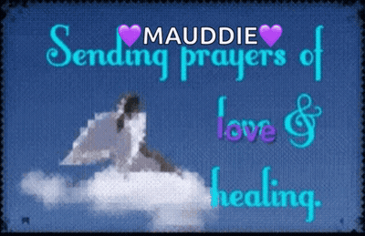 Mauddie Sending Prayers Of Love And Healing With A Picture Of A Person On A Cloud GIF