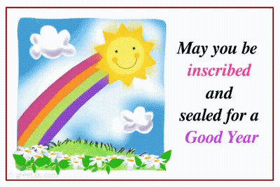 May You Be Inscribed And Sealed For A Good Year With Rainbow And Sun GIF