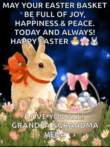 May Your Easter Basket Be Full Of Joy , Happiness & Peace . GIF