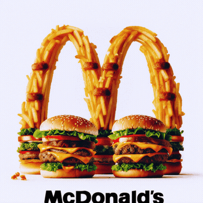 McDonald's Advertisement With Hamburgers And Fries GIF
