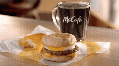 McDonald's Breakfast Sandwich Next To McCafe GIF