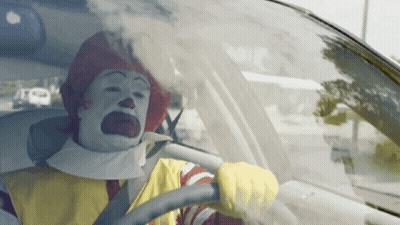 McDonald's Clown Driving A Car GIF