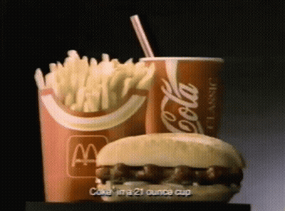 McDonald's Hamburger French Fries And Coke In 21 Ounce Cup GIF