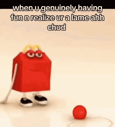 McDonald's Happy Meal Character Next To Red Ball And Red Circle GIF