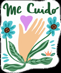 Me Cuido In Green Floral Art GIF