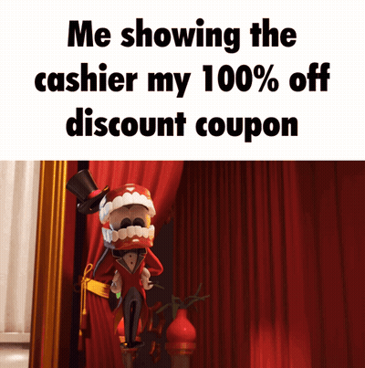 Me Showing Cashier My 100 Off Discount Cartoon GIF