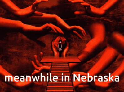 Meanwhile In Nebraska Poster Red Background GIF