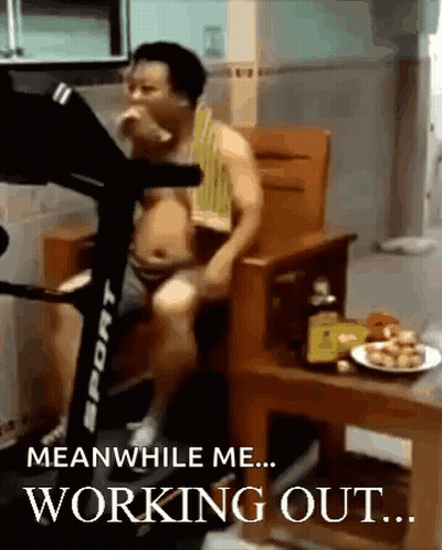 Meanwhile Me Working Out Man On Treadmill GIF