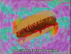 Meatball Sub Spinning With Rainbow Trails GIF