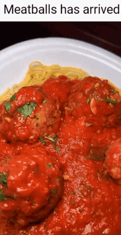 Meatballs And Spaghetti Saying Meatballs Has Arrived GIF