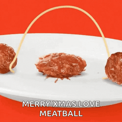 Meatballs And Spaghetti Saying Merry Xmas Love Meatball GIF