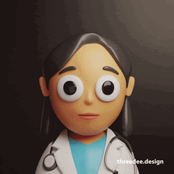 Médica Lady Doctor Googly Eyes Digital Aniamtion GIF