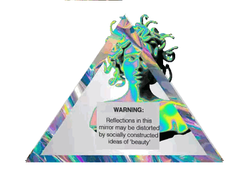 Medusa Reflection Warning Triangle Sticker