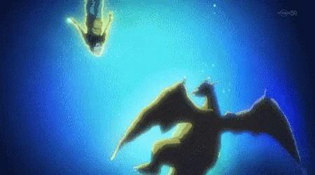 Mega Evolution Charizard Evolve Underwater GIF