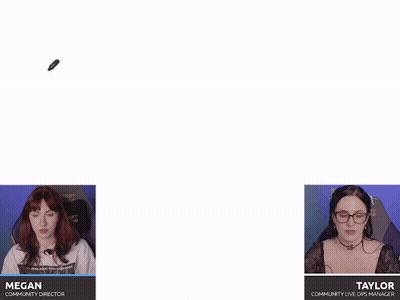 Megan Community Director And Taylor Community Live Ops Manager Sitting In Front Of Dog Drawing GIF
