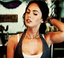 Megan Fox Touching Her Hair GIF
