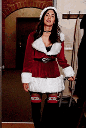 Megan Fox Wearing Christmas Outfit GIF