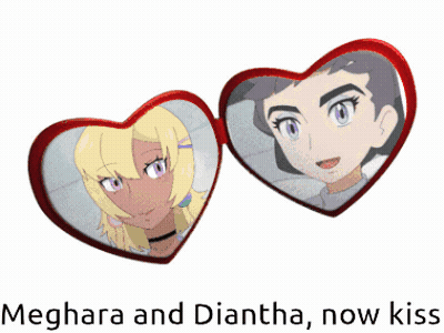 Meghara and Diantha Kissing in Heart Frame