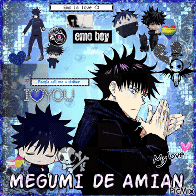 Megumi De Amian Surrounded By Various Images GIF
