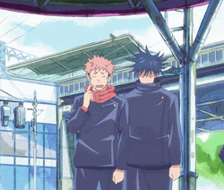 Megumi Fushiguro Slapping Yuji Itadori On His Back GIF