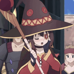 Megumin Speaking While Touching Her Face GIF