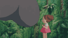 Mei Kusakabe Happily Touching Totoro GIF