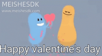 Meishesdk Valentine Greeting With Two Cartoon Characters GIF