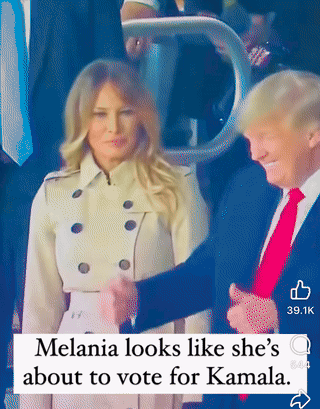 Melania Looks Like She 'S About To Vote For Kamala In A Video GIF