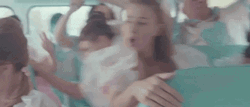 Melanie Martinez Riding Pink Bus GIF