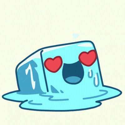 Melting Ice Cube Heart Eyes GIF