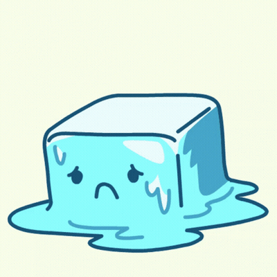 Melting Ice Cube With Sad Face GIF