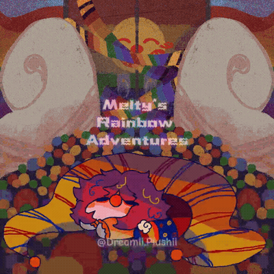 Melty 'S Rainbow Adventures Is Written On A Poster GIF