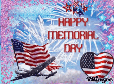 Memorial Day Greeting Card With Airplane And Heart GIF