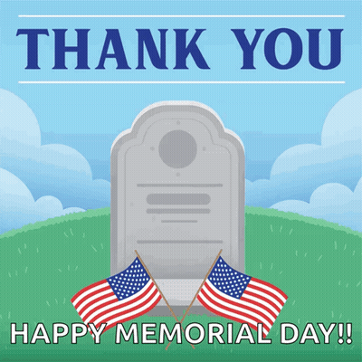 Memorial Day Greeting Card With Grave And Flags GIF