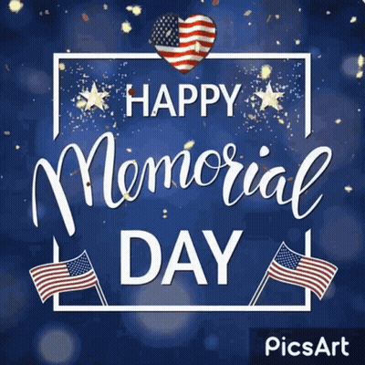 Memorial Day Greeting With Heart And Flags GIF