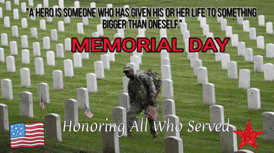 Memorial Day Poster Soldier In Cemetery GIF
