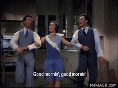 Men And Woman Dancing In Kitchen Saying Good Morning GIF