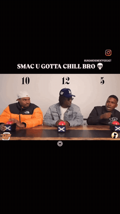 Men At Table With Buttons 10 12 And 5 GIF