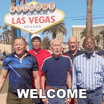 Men At Welcome To Fabulous Las Vegas Sign GIF