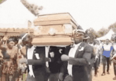 Men Carrying Coffin While Dancing GIF