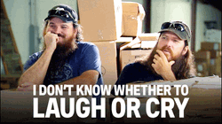 Men Confused Whether Laugh Cry GIF